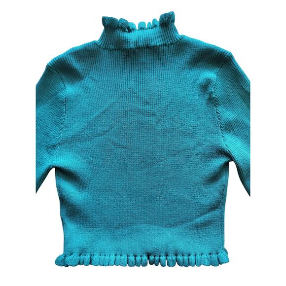 For Love & Lemons Women's Blue Teal Lorelei Cropped Sweater Top Size S - Picture 7 of 12